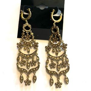 Monet Brass antique chandelier earrings